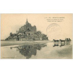 carte postale ancienne 50 LE MONT SAINT-MICHEL. Transports arrivée des voitures de Genets 18