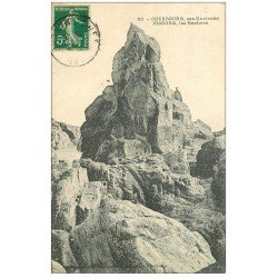 carte postale ancienne 50 LE NEZ DE JOBOURG. Les Rochers 1912 animation