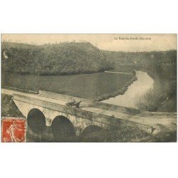 carte postale ancienne 50 LE PONT DES BIARTS BIARDS. Route Saint-Hilaire-du-Harcouet à Ducet 1911 avec voiture