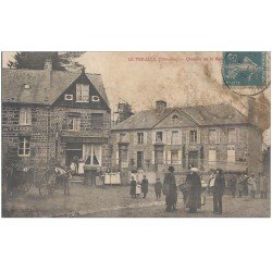 carte postale ancienne 50 LE TEILLEUL. Château et Café Leriche jour de Marché 1908 (défauts)...