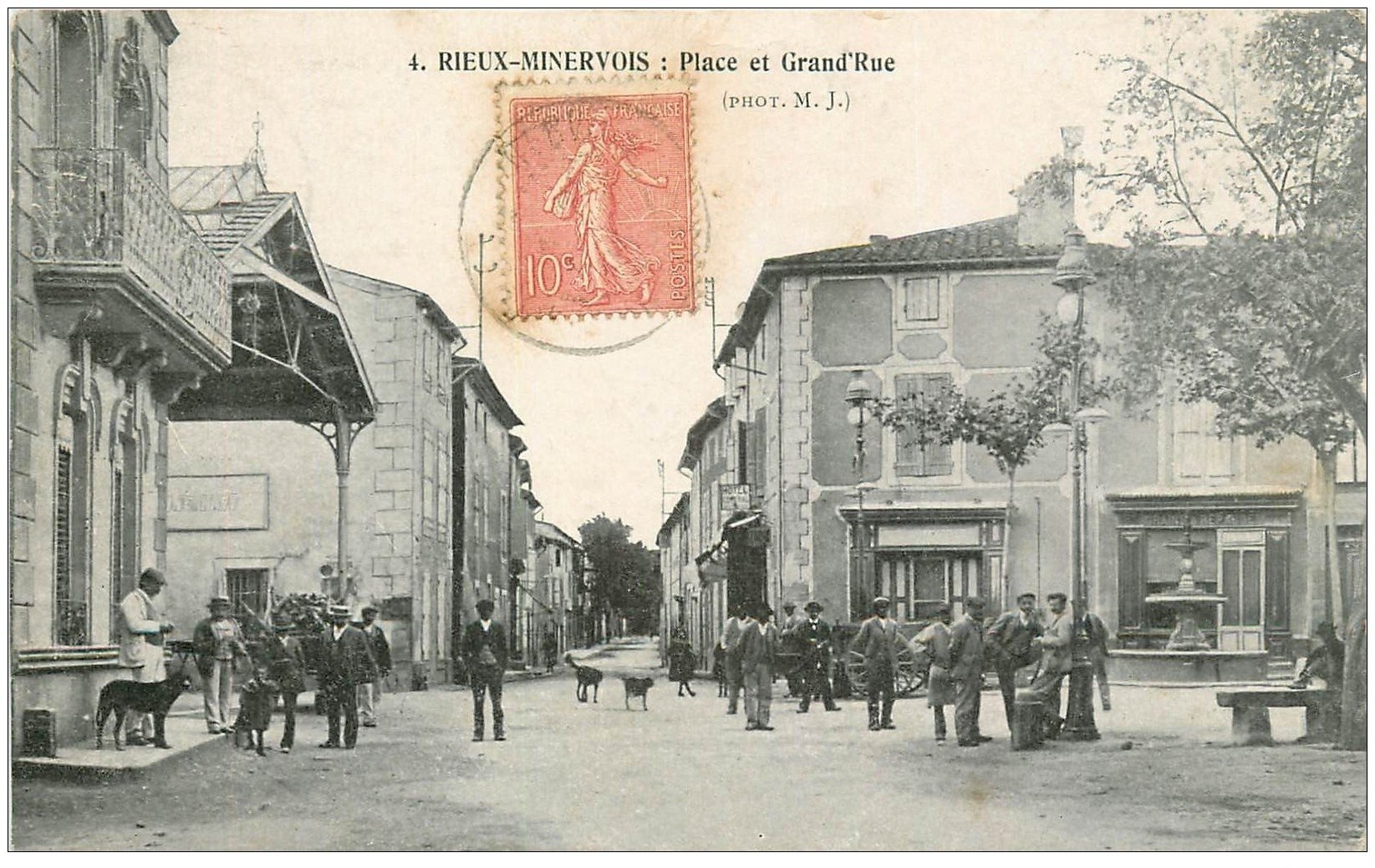 11 RIEUX-MINERVOIS. Place et Grand Rue 1904