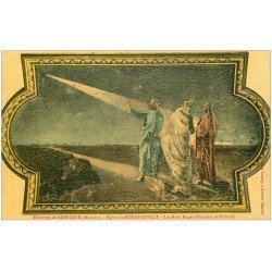 carte postale ancienne 50 MONTFARVILLE. Les Rois Mages Peinture Fouace dans l'Eglise 1912