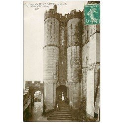 carte postale ancienne 50 MONT-SAINT-MICHEL. Le Chatelet. Carte émaillographie