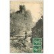 carte postale ancienne 50 MORTAIN. Vallée Cance Promeneur sur petite Cascade