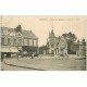 carte postale ancienne 02 CHAUNY. Place du Marché Couvert 1910. Droguerie et Caisse Lecuyer