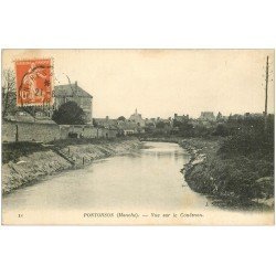carte postale ancienne 50 PONTORSON. Vue sur le Couësnon 1918