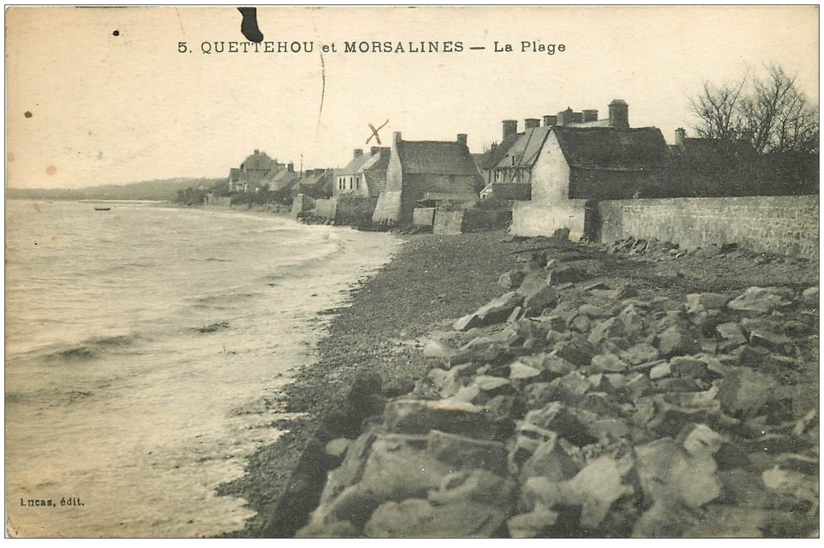carte postale ancienne 50 QUETTEHOU et MORSALINES. La Plage 1923