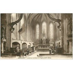 carte postale ancienne 50 QUETTEHOU. Choeur Eglise 1938