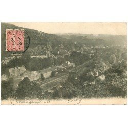 carte postale ancienne 50 QUINCAMPOIX. La Vallée et ligne du Chemin de Fer 1906
