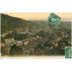 carte postale ancienne 50 QUINCAMPOIX. La Vallée et ligne du Chemin de Fer 1909