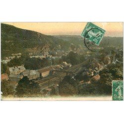 carte postale ancienne 50 QUINCAMPOIX. La Vallée et ligne du Chemin de Fer 1909