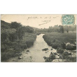 carte postale ancienne 50 QUINEVILLE. Lavandières bords du Sinope 1906