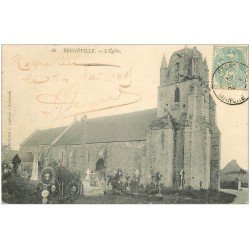 carte postale ancienne 50 REGNEVILLE. L'Eglise et Cimetière 1905