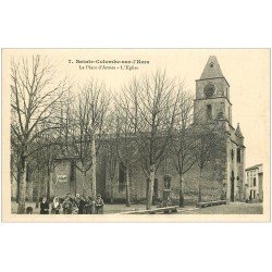 carte postale ancienne 11 SAINTE-COLOMBE-SUR-L'HERS. Eglise Place d'Armes