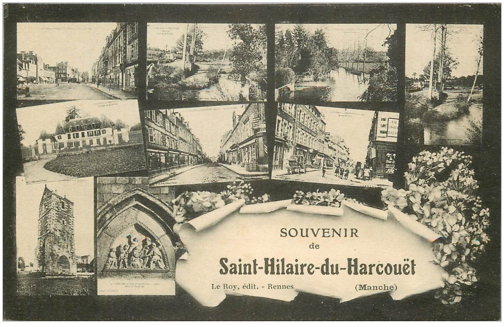 carte postale ancienne 50 SAINT-HILAIRE-DU-HARCOUËT. Multivues