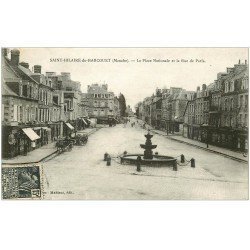 carte postale ancienne 50 SAINT-HILAIRE-DU-HARCOUËT. Place Nationale Rue de Paris 1931