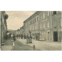 carte postale ancienne 11 SAINTE-COLOMBE-SUR-L'HERS. Grand Café Rue Principale 1913