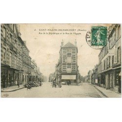 carte postale ancienne 50 SAINT-HILAIRE-DU-HARCOUËT. Rue République et Egypte 1912