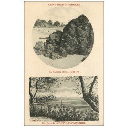 carte postale ancienne 50 SAINT-JEAN-LE-THOMAS. Falaise Rochers et Baie Mont-Saint-Michel