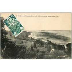 carte postale ancienne 50 SAINT-JEAN-LE-THOMAS. Route de Carolles 1925