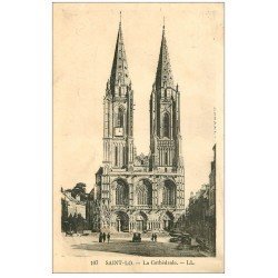 carte postale ancienne 50 SAINT-LO. Cathédrale. Timbre manquant