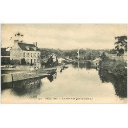 carte postale ancienne 50 SAINT-LO. La Vire et Quai 1913