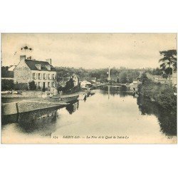 carte postale ancienne 50 SAINT-LO. La Vire et Quai 1913