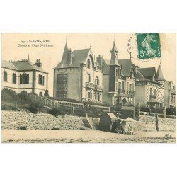 carte postale ancienne 50 SAINT-PAIR-SUR-MER. Chalets et Plage Saint-Nicolas 1909