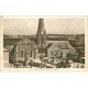 carte postale ancienne 50 SAINT-PAIR-SUR-MER. Eglise et Bureau des Cars