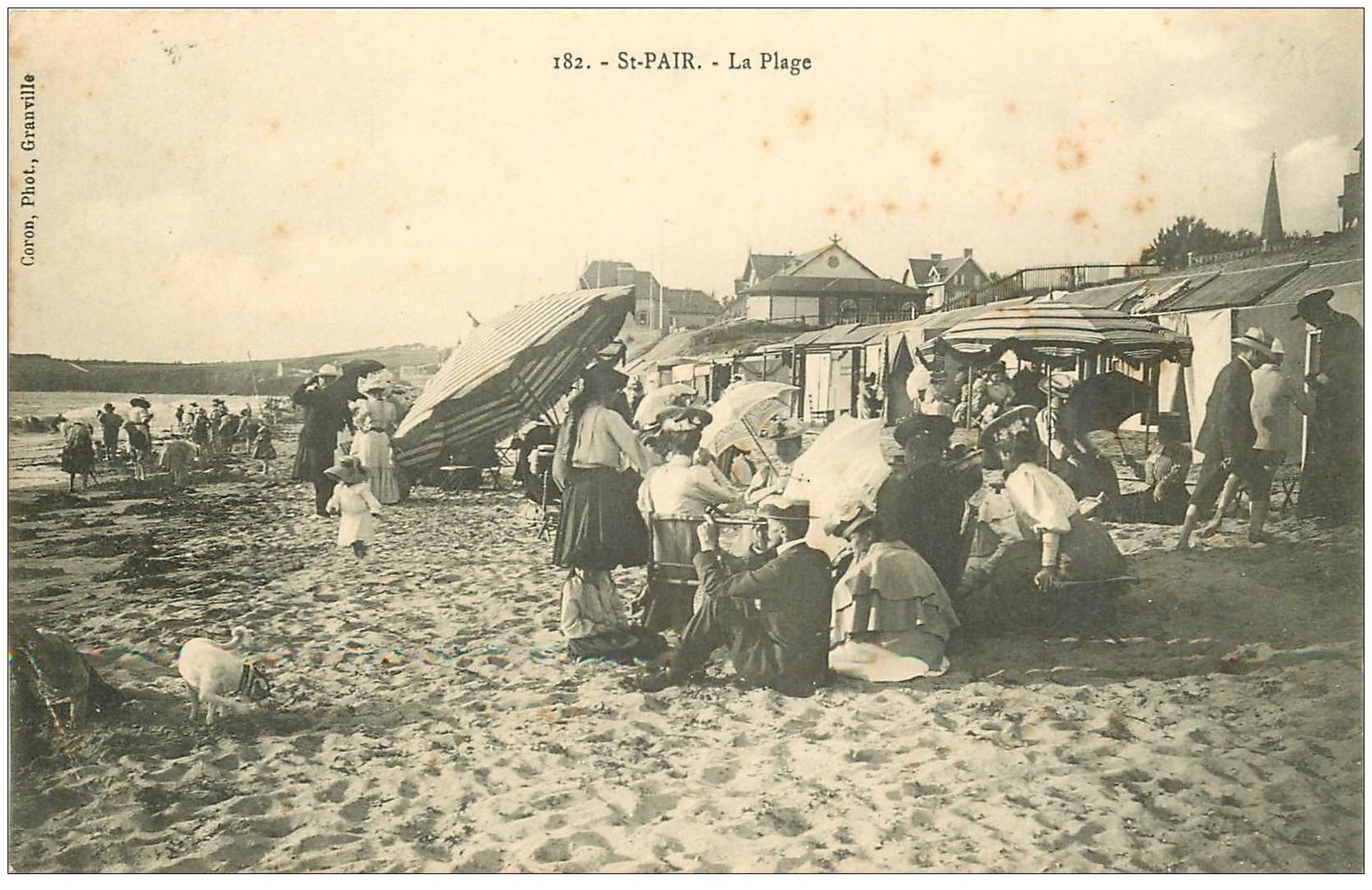carte postale ancienne 50 SAINT-PAIR-SUR-MER. La Plage 1906