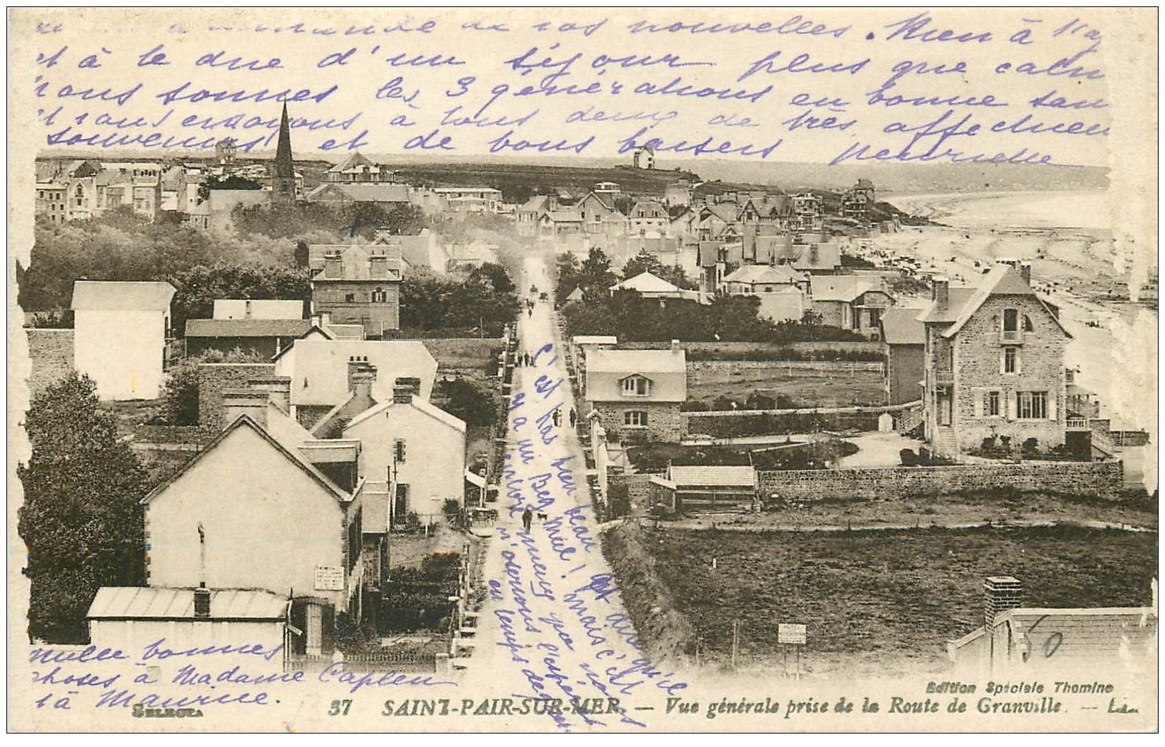 carte postale ancienne 50 SAINT-PAIR-SUR-MER. Route de Granville