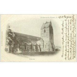 carte postale ancienne 50 SAINT-SAUVEUR-LE-VICOMTE. L'Eglise 1901