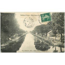 carte postale ancienne 11 SALLELES-D'AUDE. Bief Saint-Cyr 1911 lavandières et laveuses