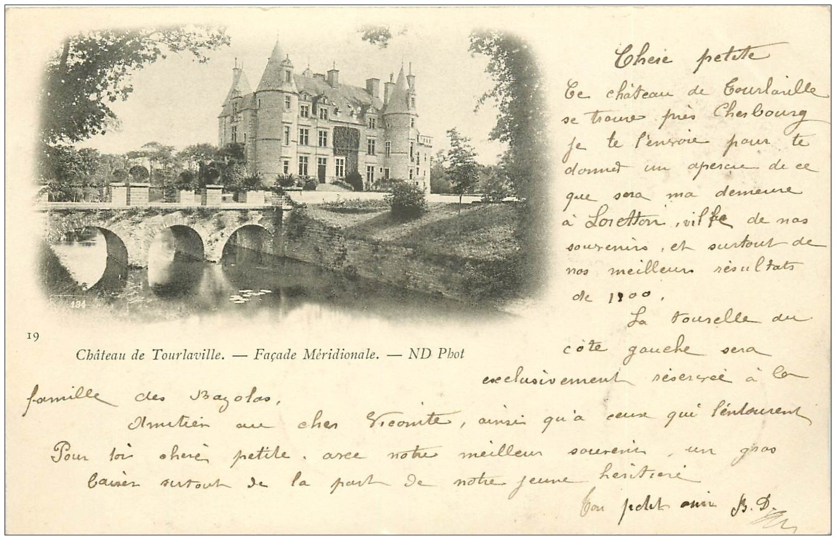 carte postale ancienne 50 TOURLAVILLE. Le Château 1901