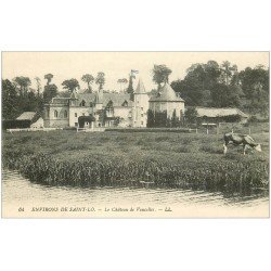 carte postale ancienne 50 VEAUCELLES. Le Château et Vache