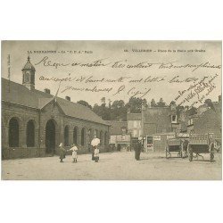 carte postale ancienne 50 VILLEDIEU. Place Halle aux Grains 1904