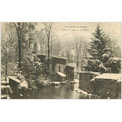 carte postale ancienne 50 VILLEDIEU-LES-PEOLES. Neige sur la Sienne 1904