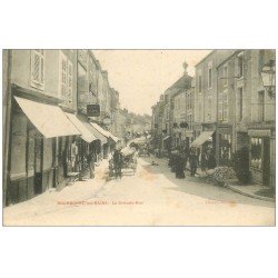 carte postale ancienne 52 BOURBONNE-LES-BAINS. La Grande Rue animée