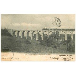 carte postale ancienne 52 CHALINDREY. Le Viaduc de Torcenay 1904 avec Train