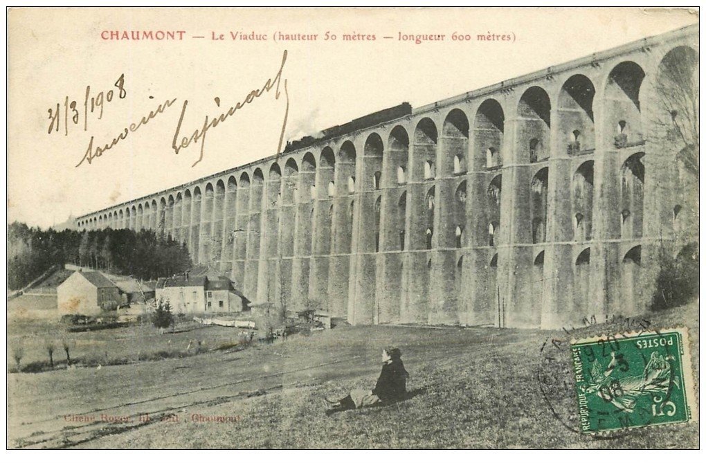 carte postale ancienne 52 CHAUMONT. Le Viaduc 1908