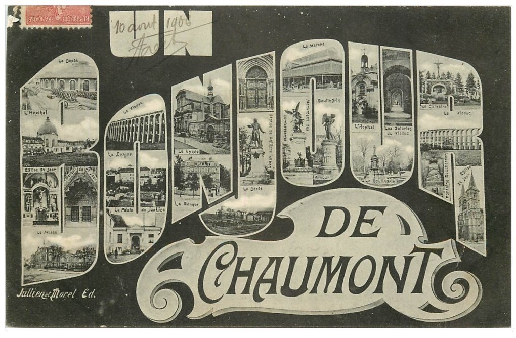 carte postale ancienne 52 CHAUMONT. Un Bonjour 1906