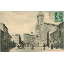 carte postale ancienne 11 SIGEAN. Eglise et Place 1910