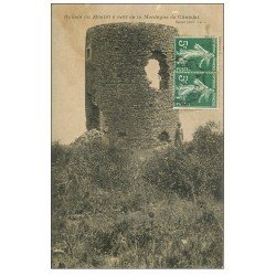 carte postale ancienne 52 Ruines du Moulin à vent de la Montagne du Chatelet avec personnage