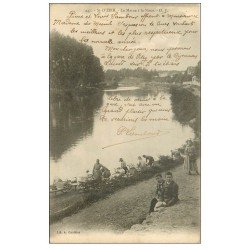 carte postale ancienne 52 SAINT-DIZIER. La Marne à la Noue 1904 Lavandières