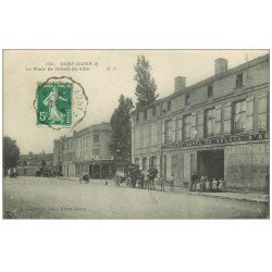 carte postale ancienne 52 SAINT-DIZIER. Place Hôtel de Ville 1916. Grand Hôtel du Soleil d'Or