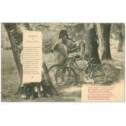 carte postale ancienne 52 WASSY. Légende de l'Arbre Bossu. Brigadier et vélos 1907