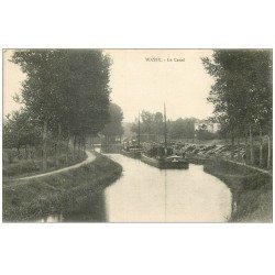 carte postale ancienne 52 WASSY. Péniches sur le Canal