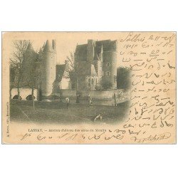 carte postale ancienne 53 LASSAY. Château des Sires du Mopulin 1904. Ecriture bizare