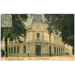 carte postale ancienne 53 LAVAL. La Caisse d'Epargne. Superbe carte toilée 1907