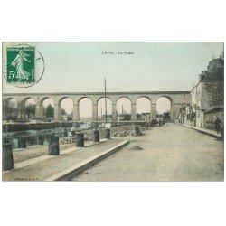 carte postale ancienne 53 LAVAL. Le Viaduc en couleurs 1909